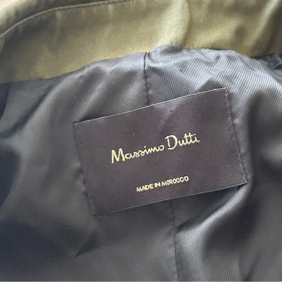 Massimo Dutti Women’s Olive Green Relaxed Fit Double Breasted Trench Coat Sz XS - Picture 12 of 15